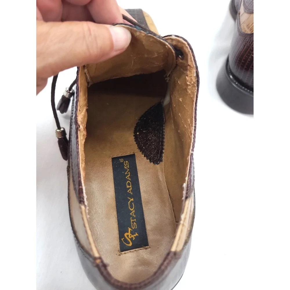 Stacy Adams Genuine Snakeskin Dress Shoes Two Tone Brown Tan 9.5 M **READ**